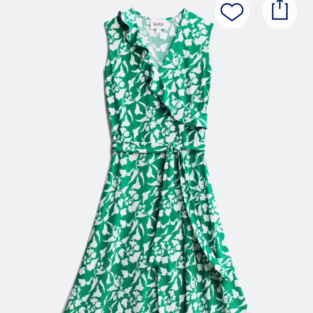 Leota kelly green faux wrap mid length dress size small NWT
